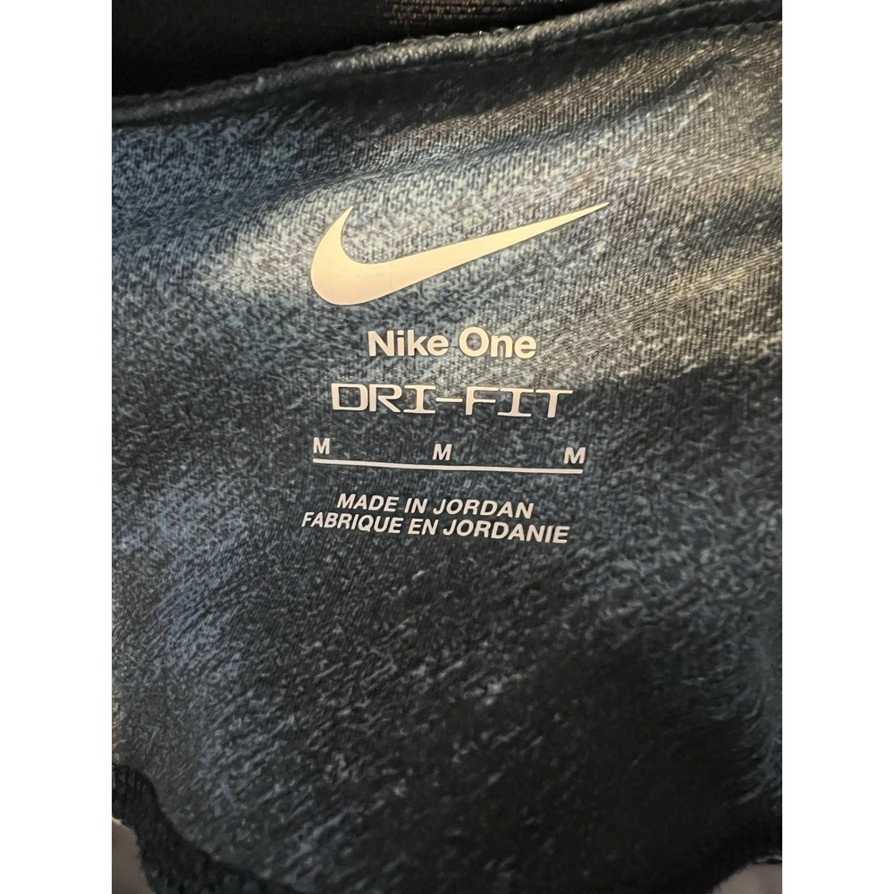 Nike One Dri-Fit Leggings Womens M Blue Black Athletic Stretch Pants - Picture 3 of 6